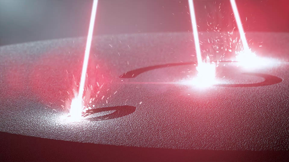 Ausschnitt aus dem Additive Manufacturing Film für Trumpf, Laser die Formen in Metallpartikel lasern