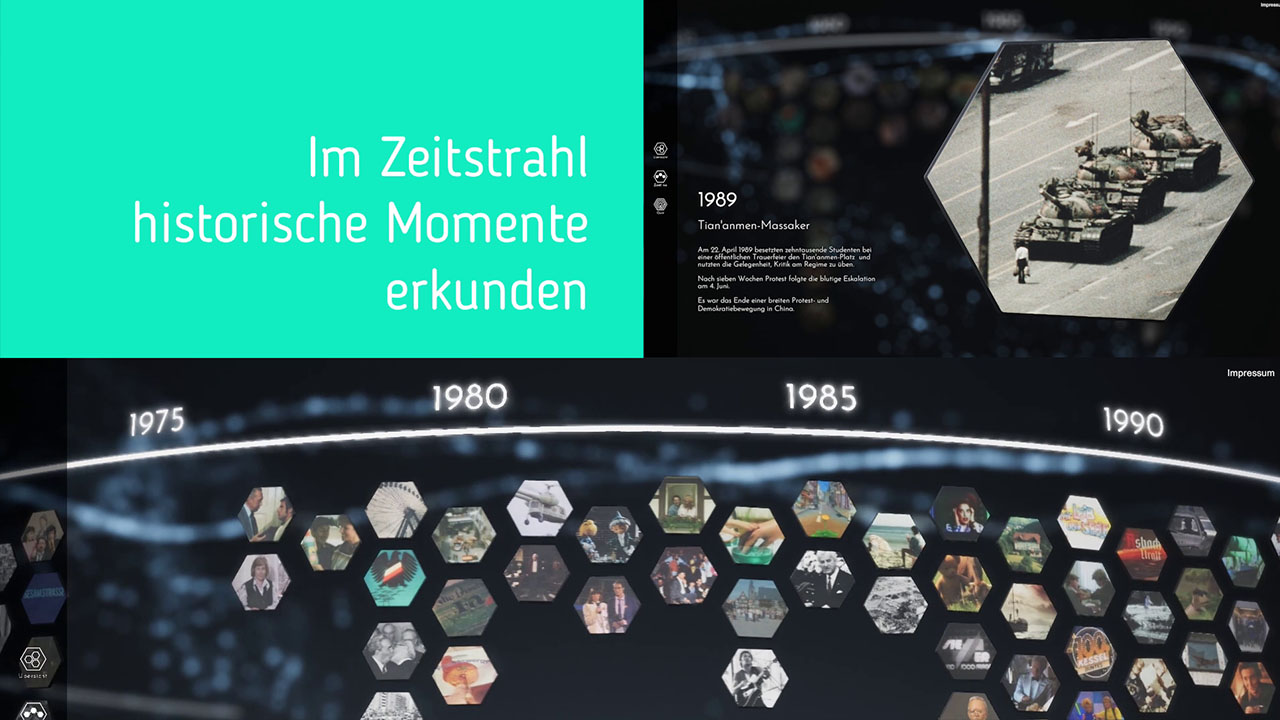 Ausschnitt aus Making-Of - Museum Frankfurt Vergessen Interaktiver Tisch - Abbildung des Zeitstrahls